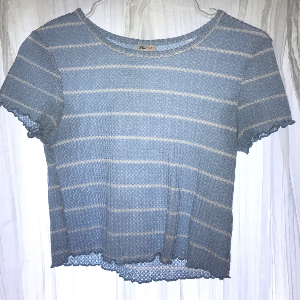 Blue with white stripes sheer top